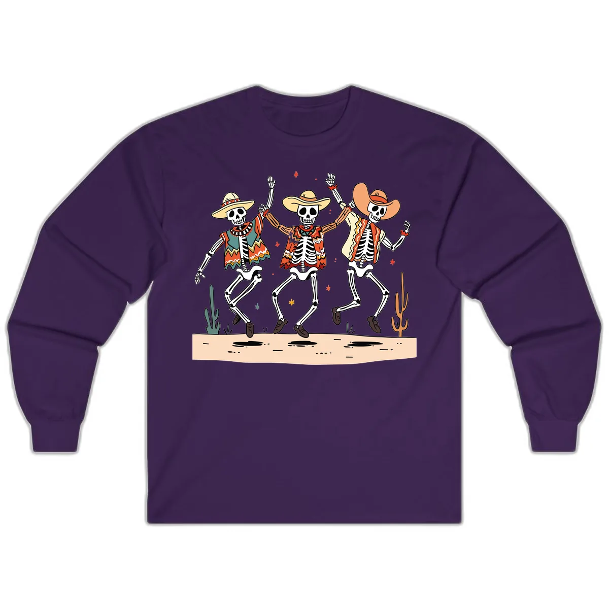 Dancing Skeletons Fiesta Long Sleeve in Purple