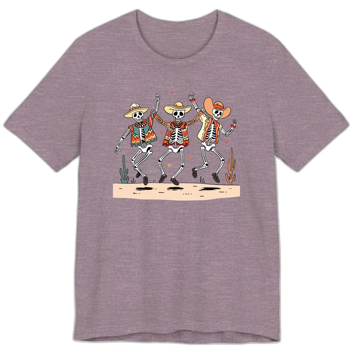Dancing Skeletons Fiesta Premium T-Shirt in Heather Purple