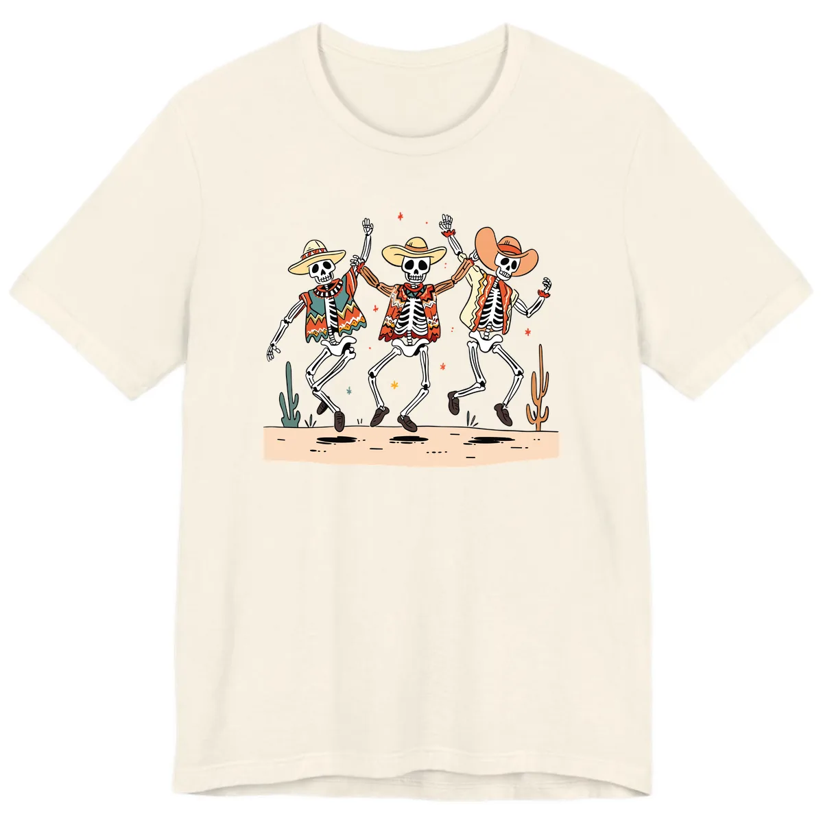 Dancing Skeletons Fiesta Premium T-Shirt in Natural