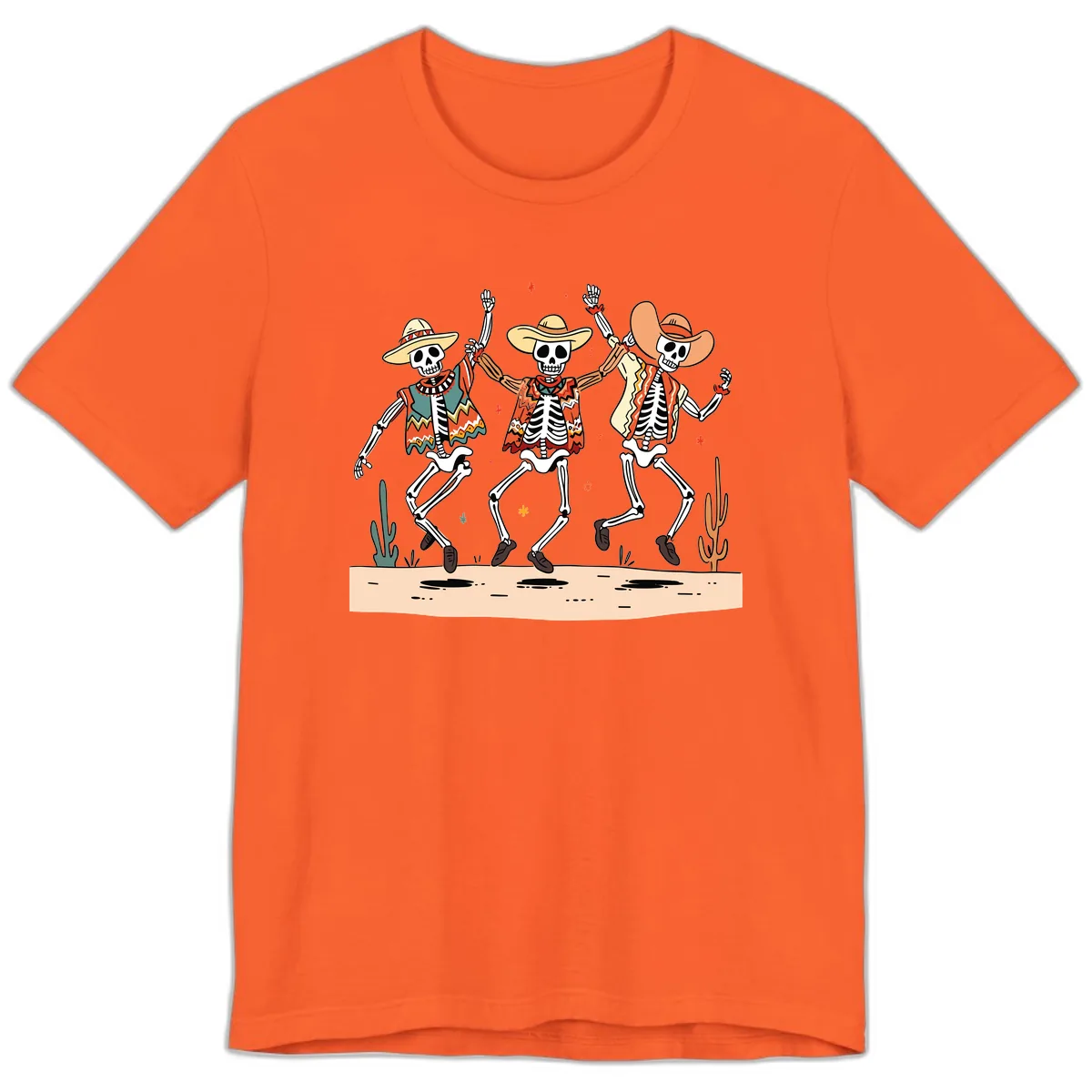 Dancing Skeletons Fiesta Premium T-Shirt in Orange