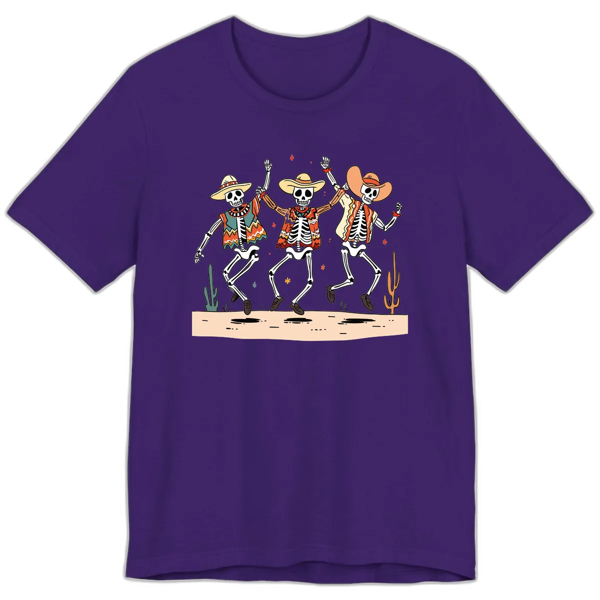 Dancing Skeletons Fiesta Premium T-Shirt in Team Purple