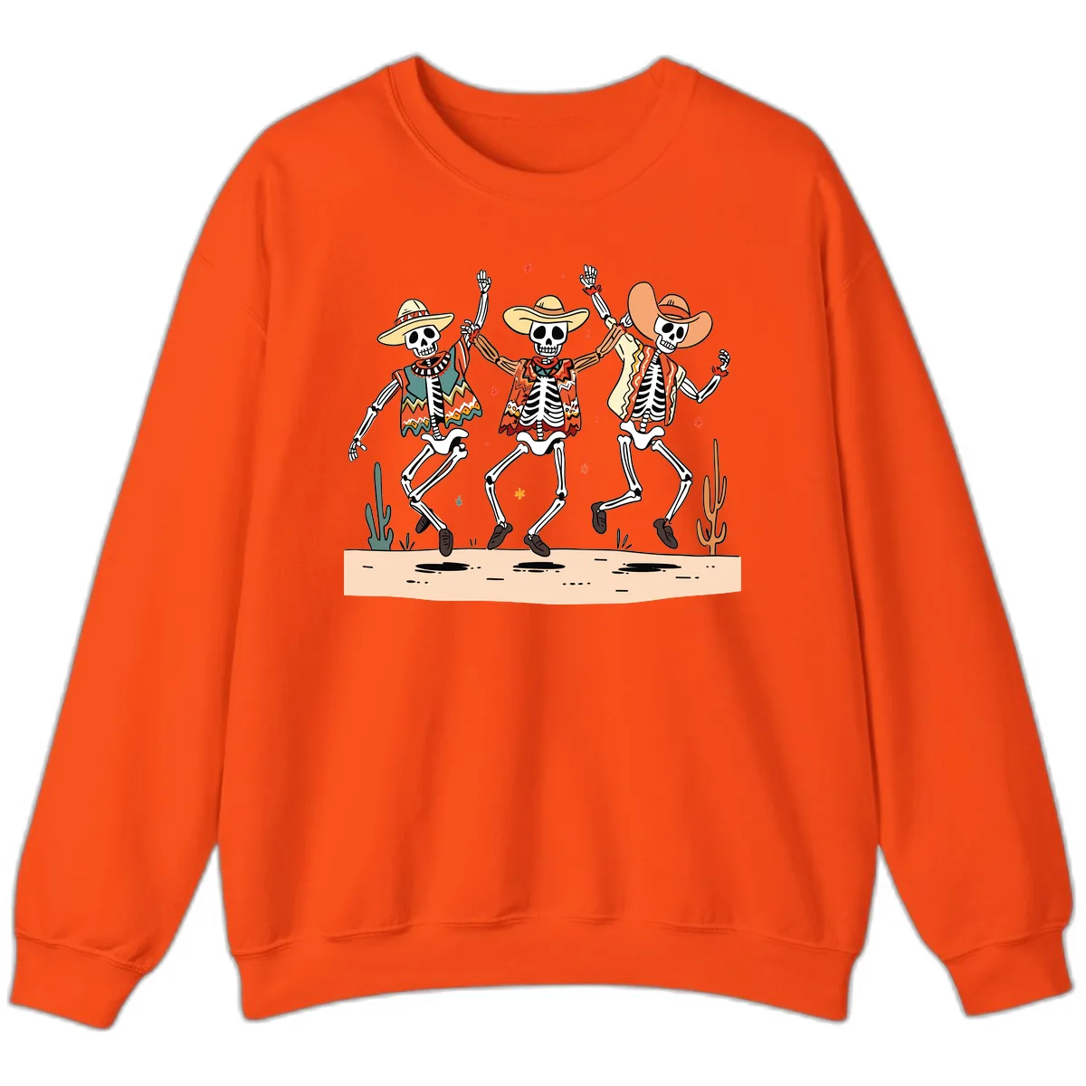 Dancing Skeletons Fiesta Sweatshirt in Orange