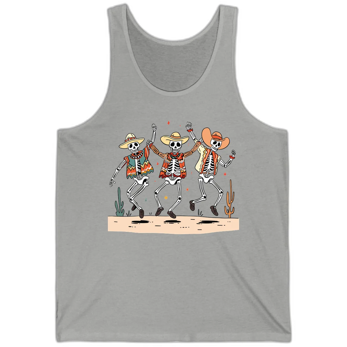 Dancing Skeletons Fiesta Tank in Athletic Heather