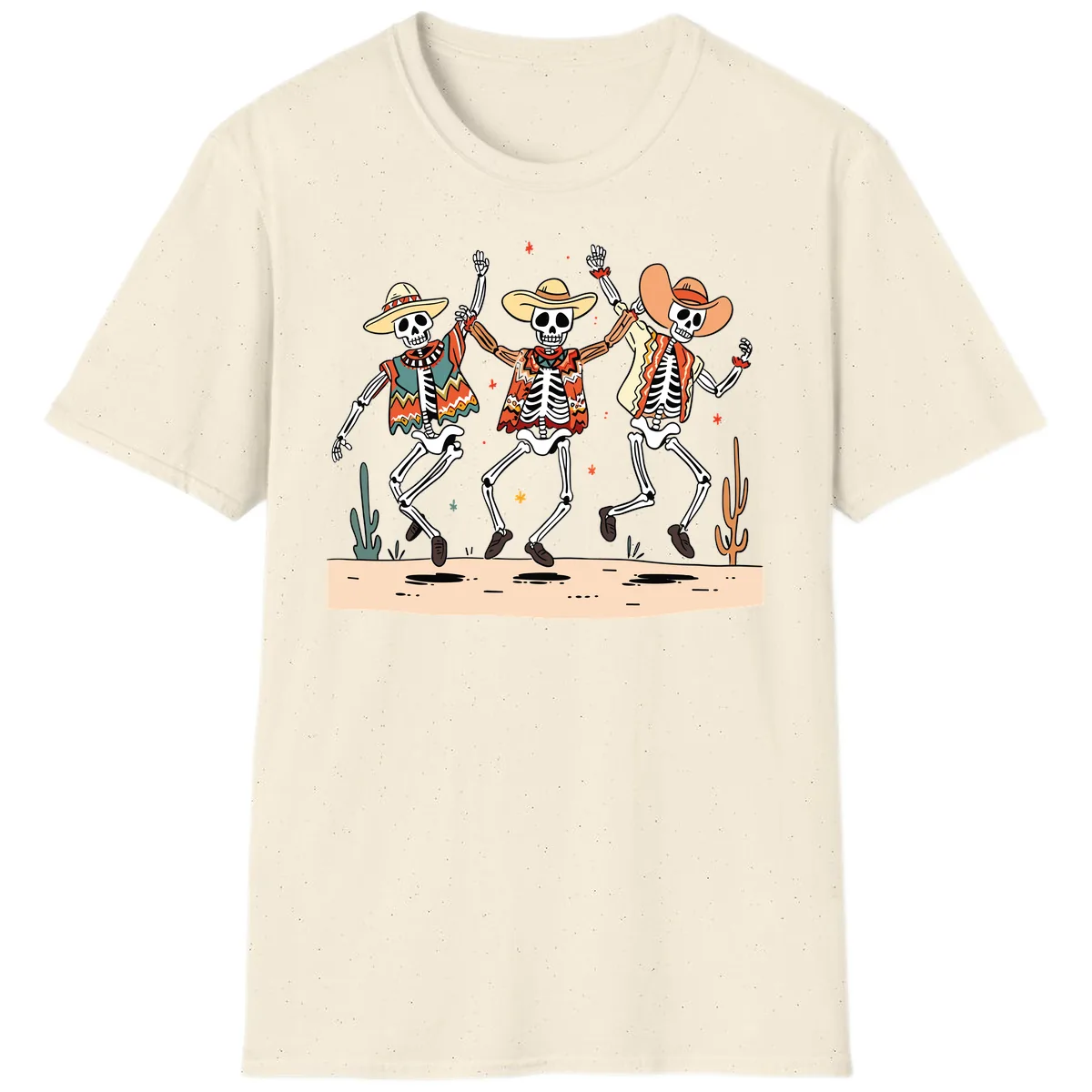 Dancing Skeletons Fiesta T-Shirt in Natural