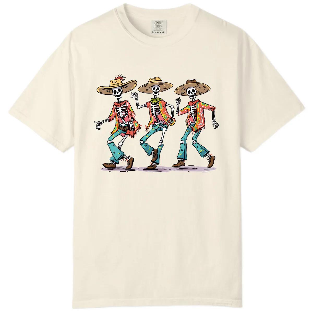 Dancing Skeletons Fiesta Style Comfort Color in Ivory