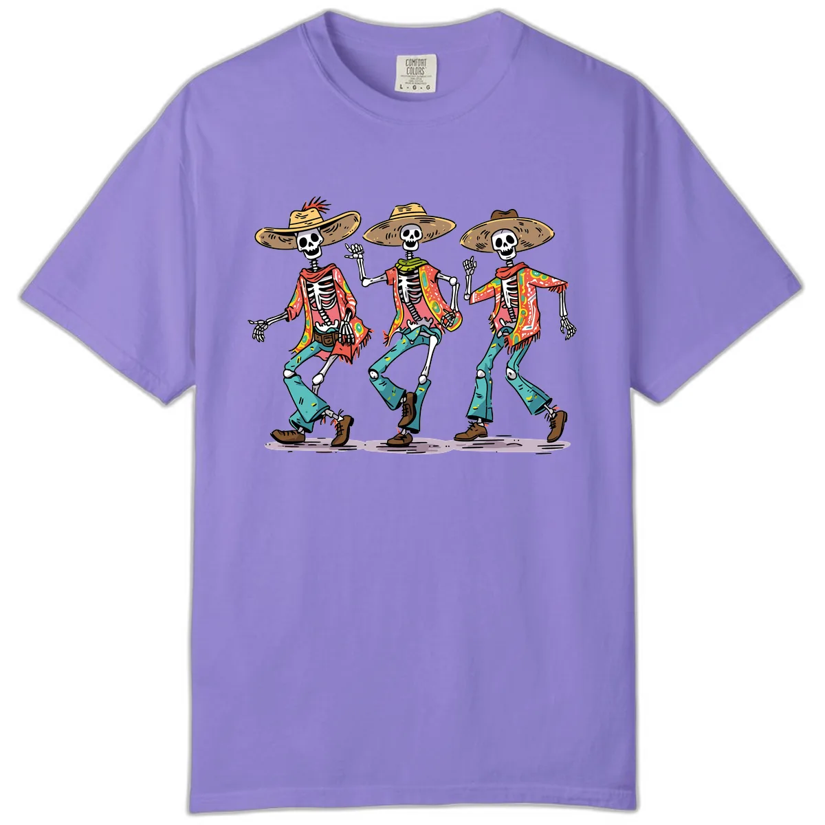 Dancing Skeletons Fiesta Style Comfort Color in Violet