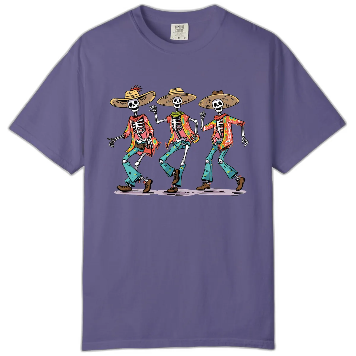 Dancing Skeletons Fiesta Style Comfort Color in Grape