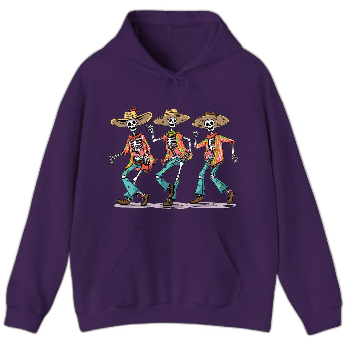 Dancing Skeletons Fiesta Style Hoodie in Purple