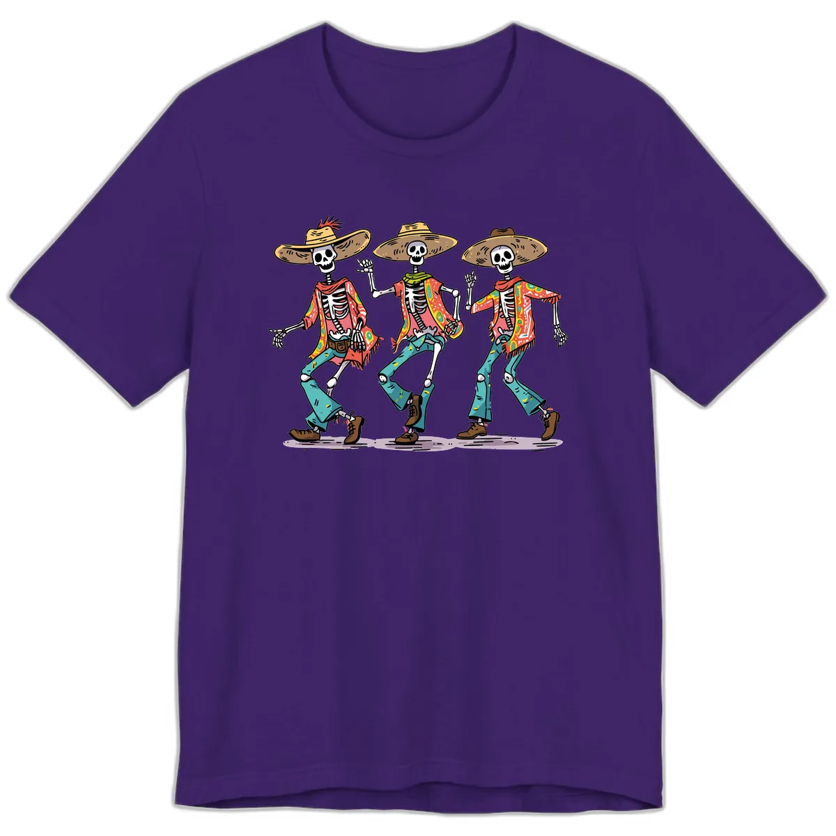 Dancing Skeletons Fiesta Style Premium T-Shirt in Team Purple