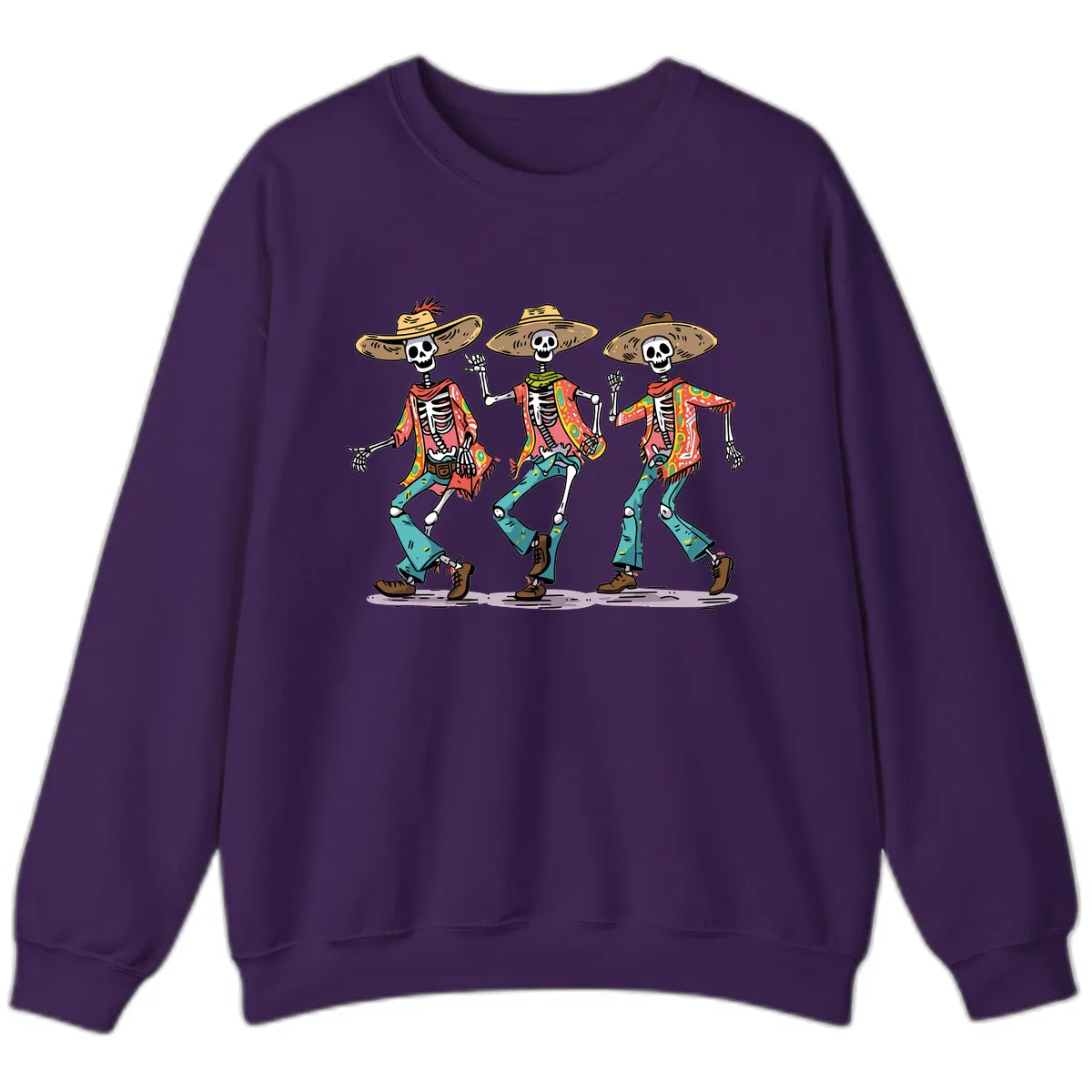 Dancing Skeletons Fiesta Style Sweatshirt in Purple
