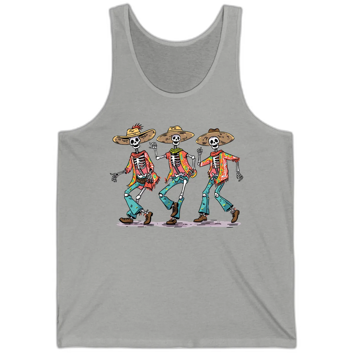 Dancing Skeletons Fiesta Style Tank in Athletic Heather