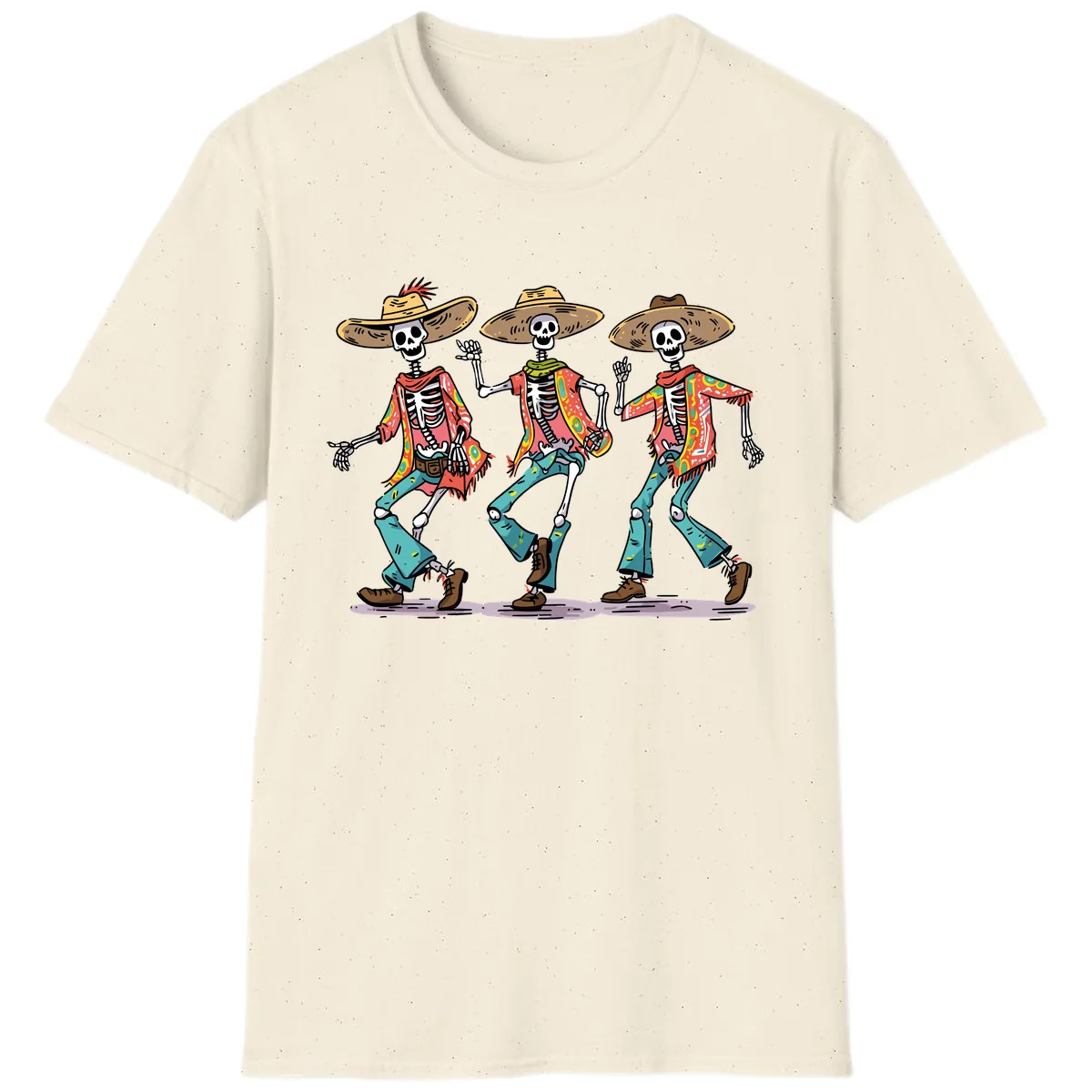 Dancing Skeletons Fiesta Style T-Shirt in Natural