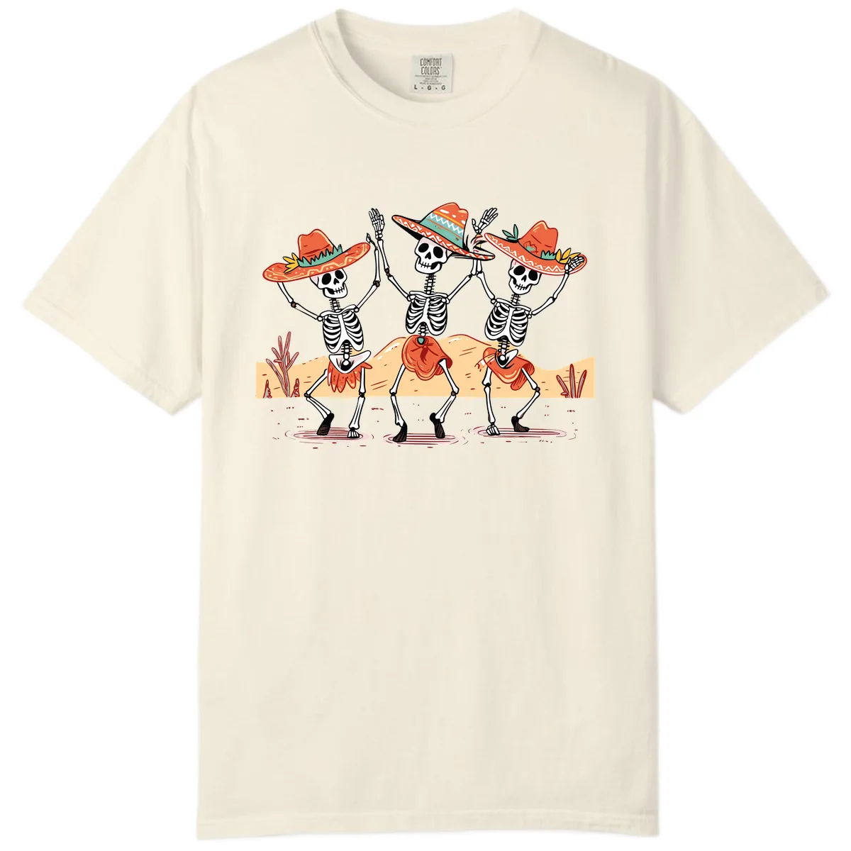 Dancing Skeletons Fiesta Comfort Color in Ivory