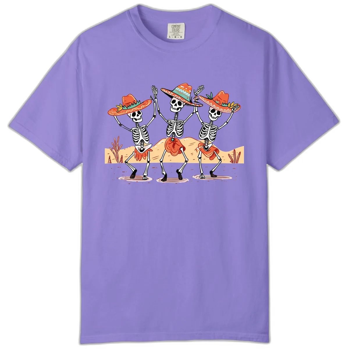 Dancing Skeletons Fiesta Comfort Color in Violet