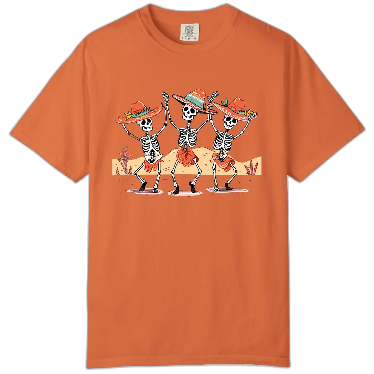 Dancing Skeletons Fiesta Comfort Color in Burnt Orange