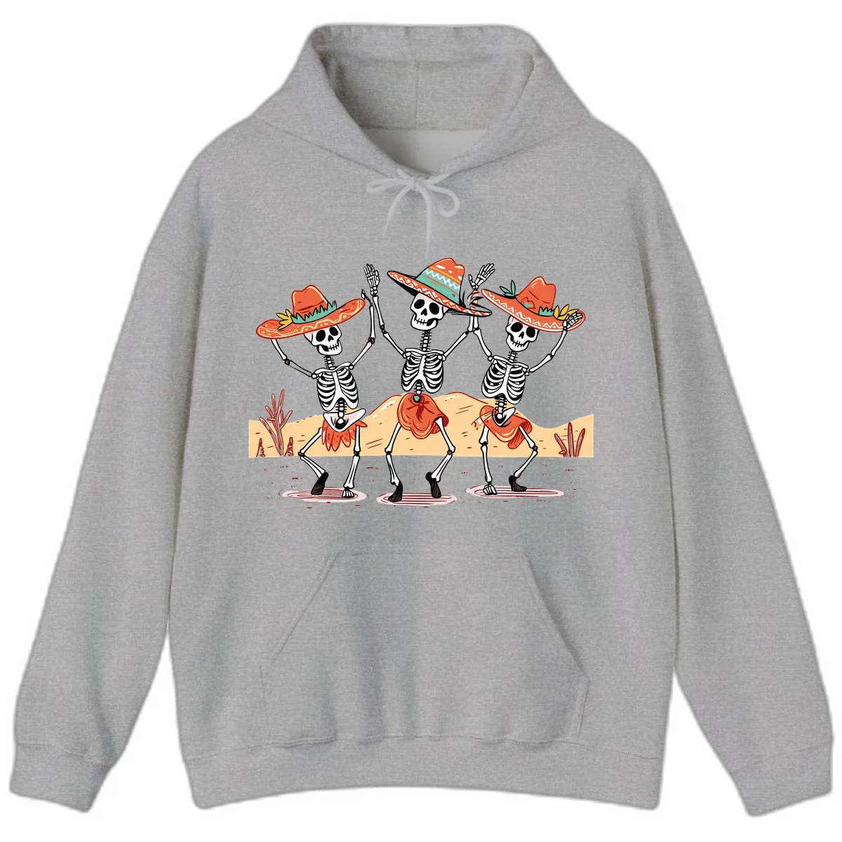 Dancing Skeletons Fiesta Hoodie in Sport Grey