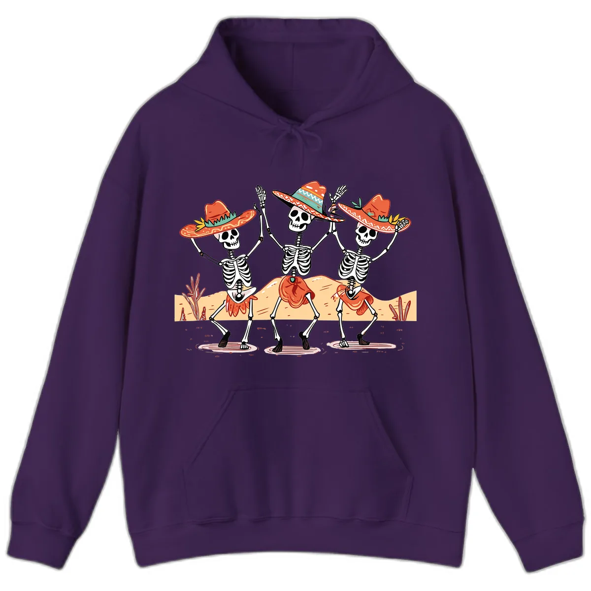 Dancing Skeletons Fiesta Hoodie in Purple