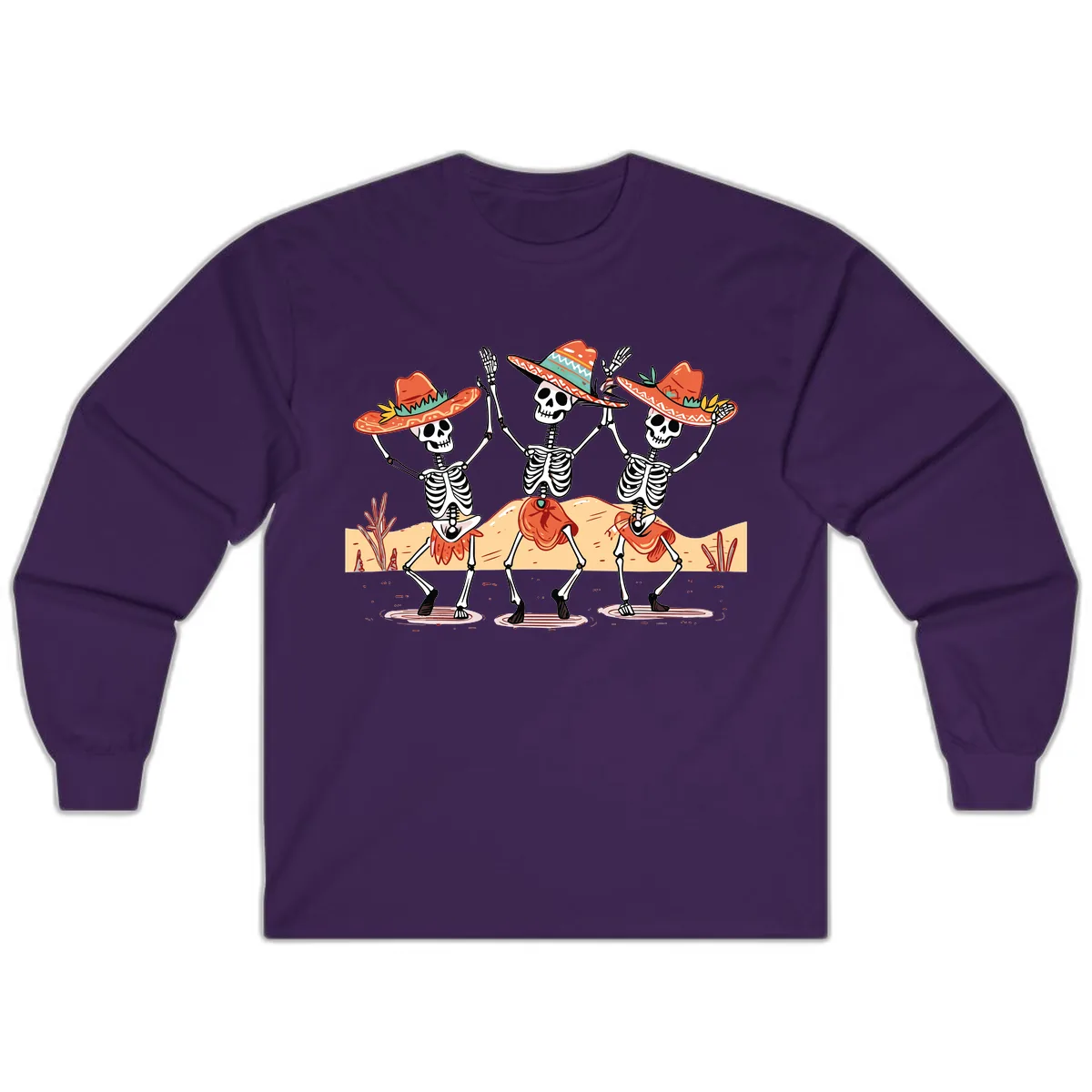 Dancing Skeletons Fiesta Long Sleeve in Purple