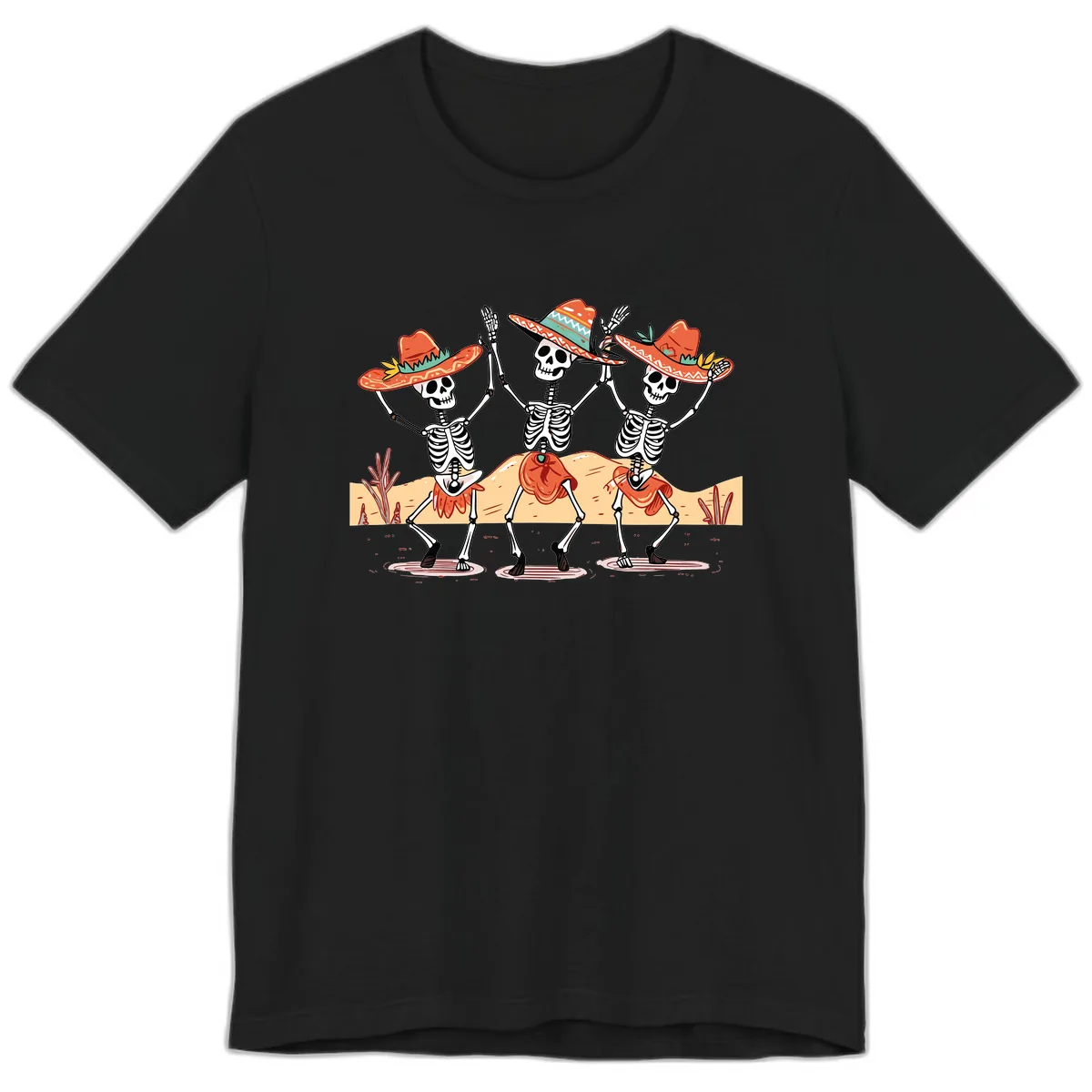Dancing Skeletons Fiesta Premium T-Shirt in Black