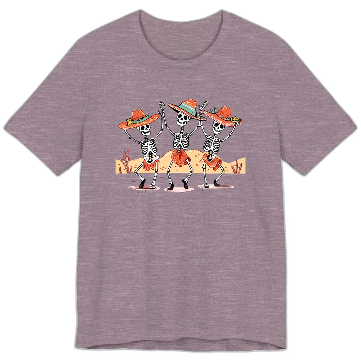 Dancing Skeletons Fiesta Premium T-Shirt in Heather Purple
