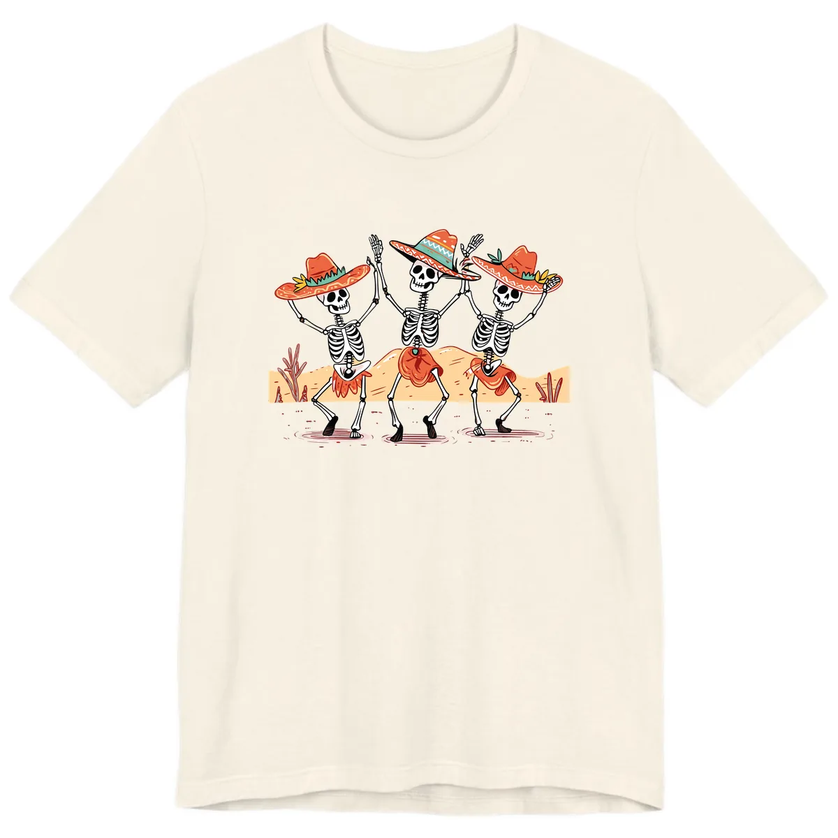 Dancing Skeletons Fiesta Premium T-Shirt in Natural
