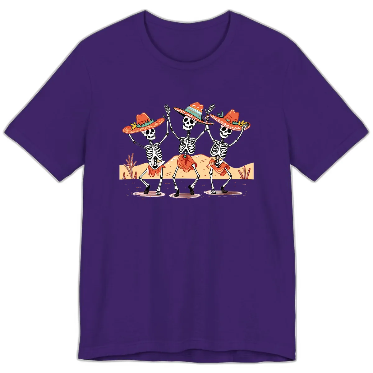 Dancing Skeletons Fiesta Premium T-Shirt in Team Purple