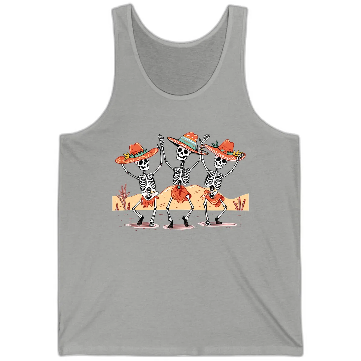 Dancing Skeletons Fiesta Tank in Athletic Heather