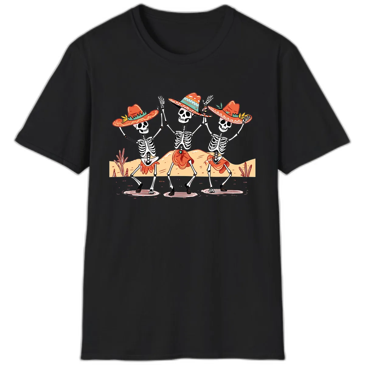 Dancing Skeletons Fiesta T-Shirt in Black