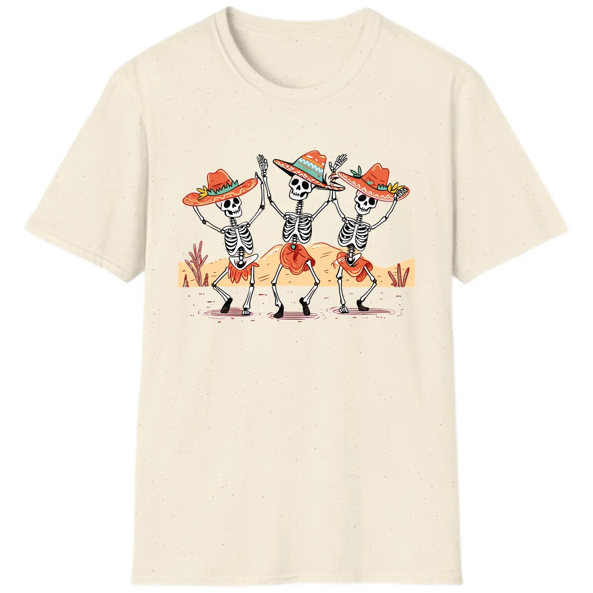 Dancing Skeletons Fiesta T-Shirt in Natural