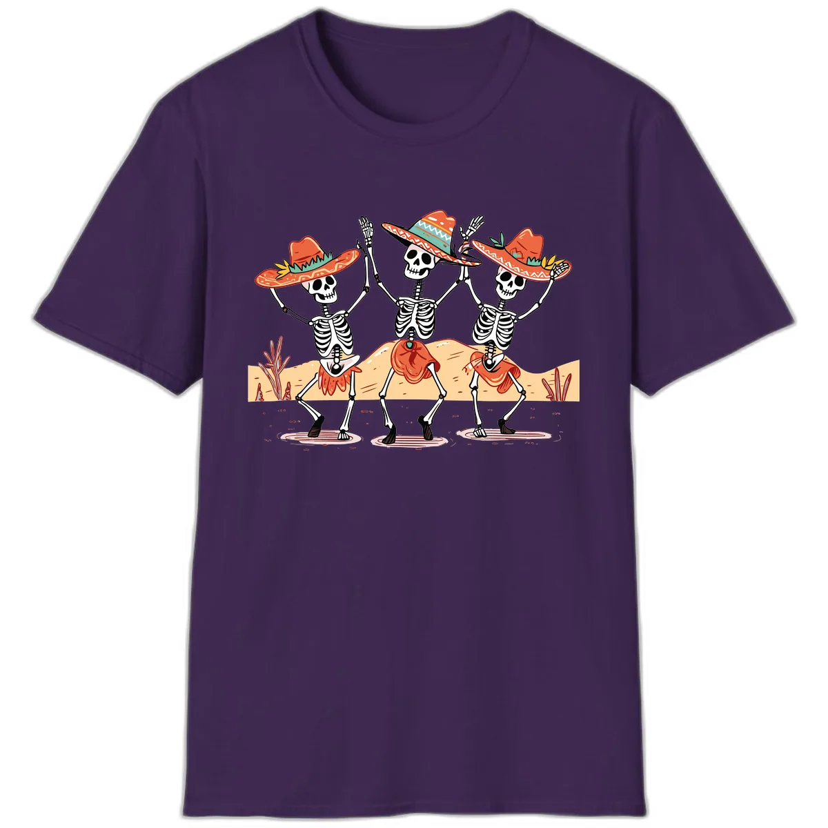 Dancing Skeletons Fiesta T-Shirt in Purple