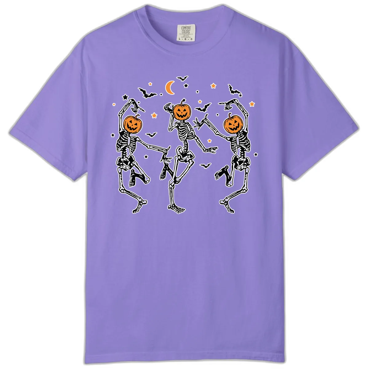 Dancing Skeletons With Pumpkin Heads Comfort Color in Violet