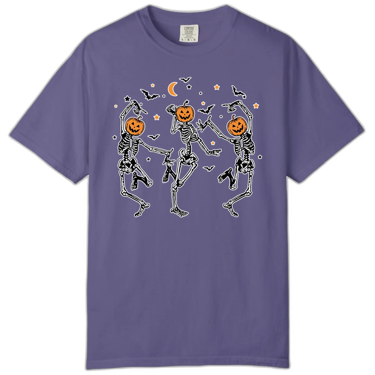 Dancing Skeletons With Pumpkin Heads Comfort Color in Grape