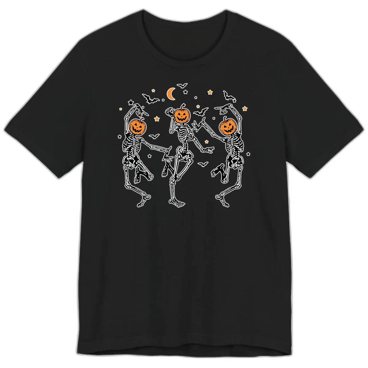 Dancing Skeletons With Pumpkin Heads Premium T-Shirt in Black