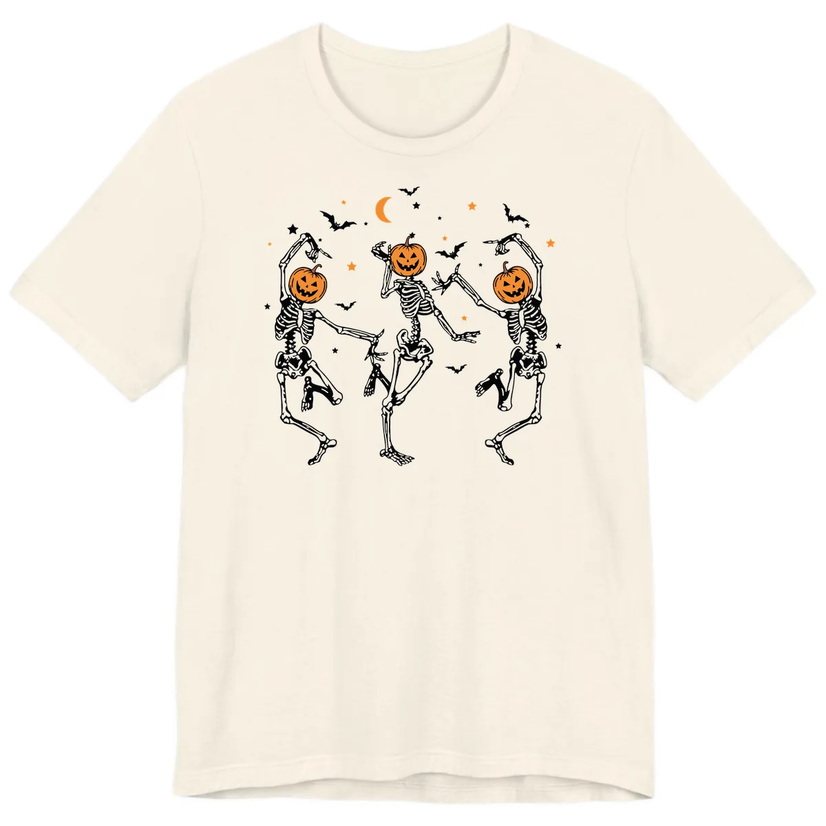Dancing Skeletons With Pumpkin Heads Premium T-Shirt in Natural