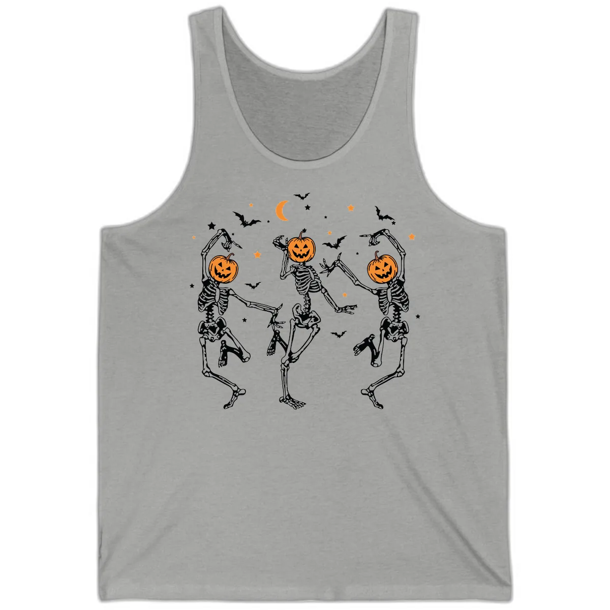 Dancing Skeletons With Pumpkin Heads Tank in Athletic Heather
