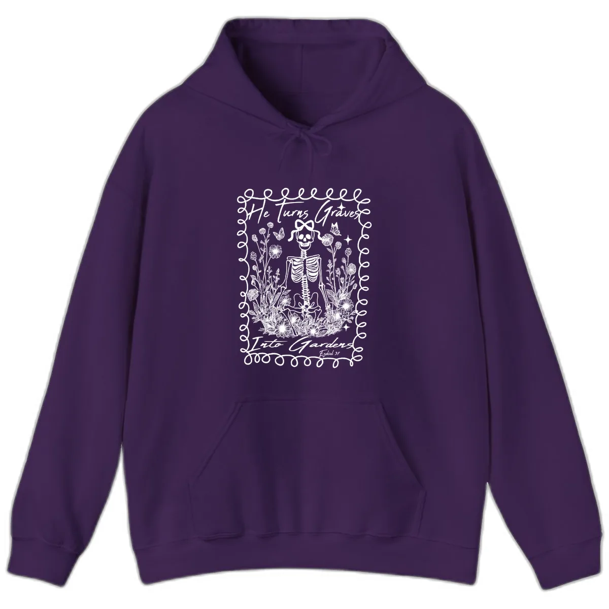 He Turns Graves Into Gardens Design Hoodie in Purple