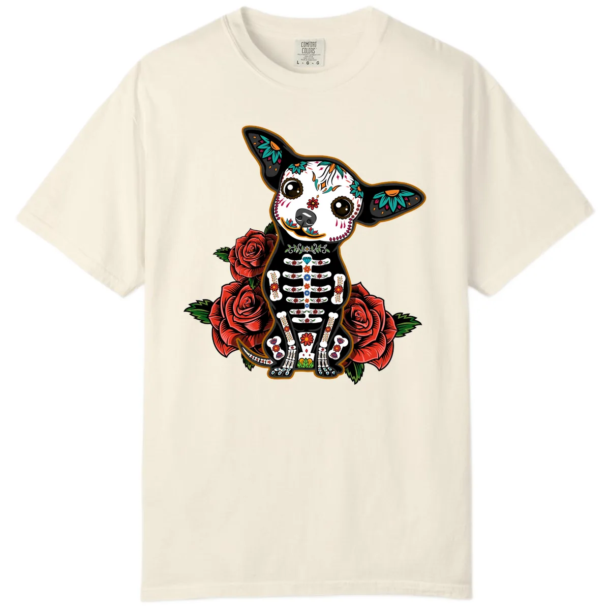 Día de los Muertos Chihuahua Sugar Skull Dog Comfort Color in Ivory