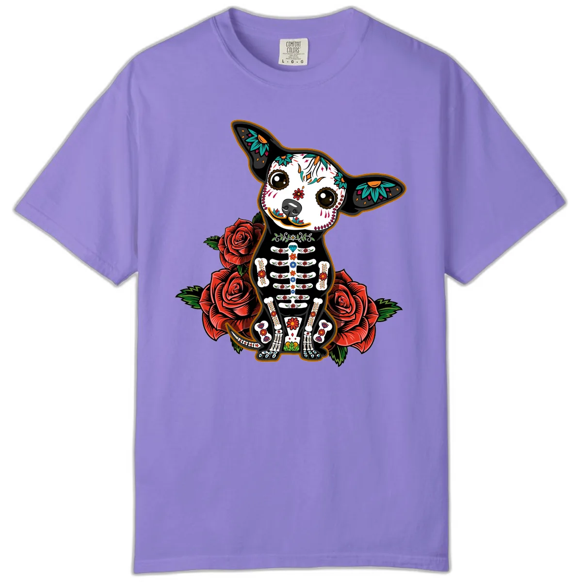 Día de los Muertos Chihuahua Sugar Skull Dog Comfort Color in Violet