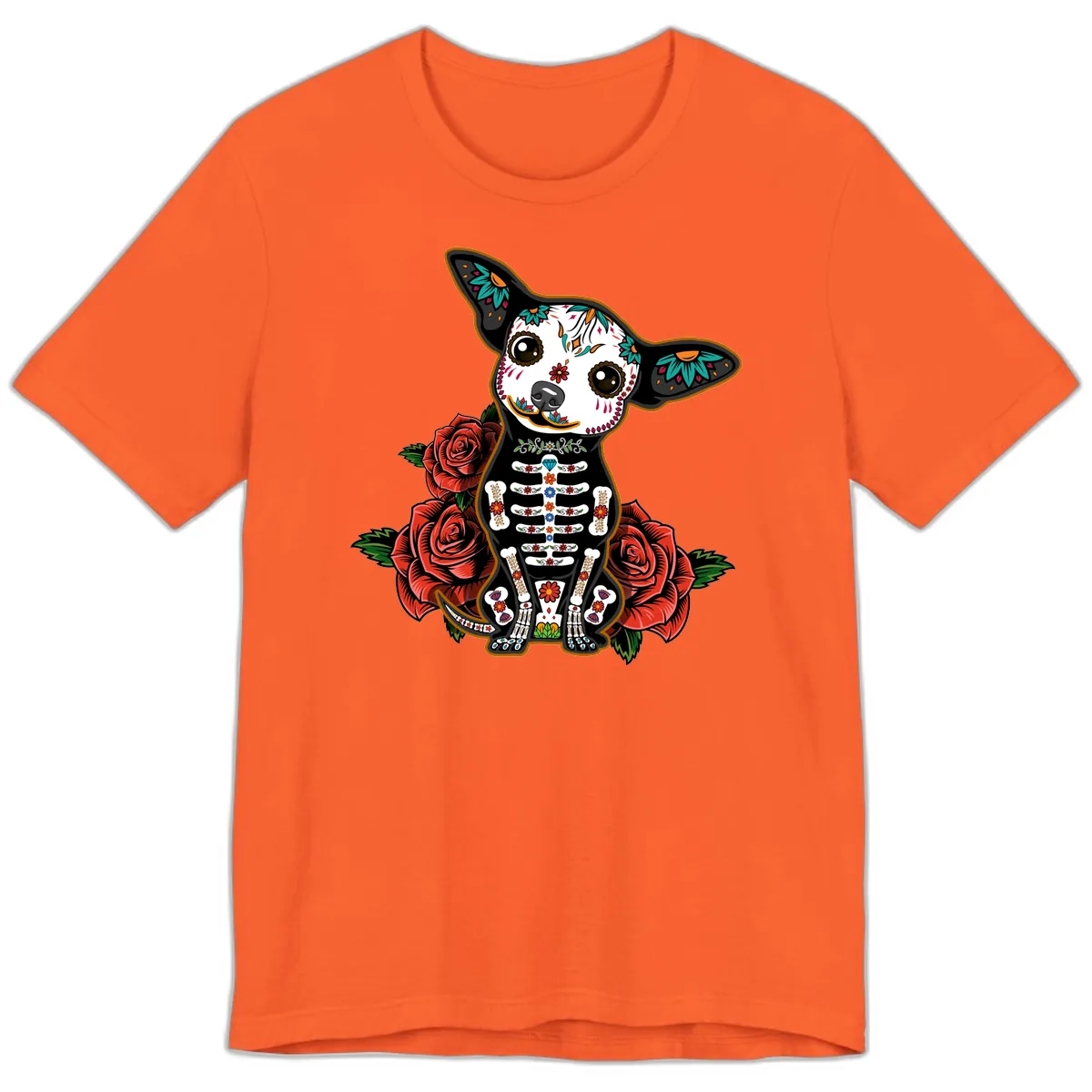 Día de los Muertos Chihuahua Sugar Skull Dog Premium T-Shirt in Orange