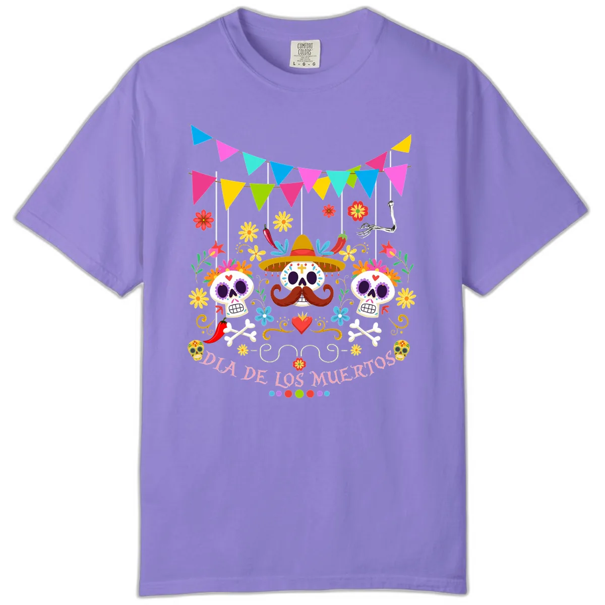 Vibrant Day Of The Dead Calavera Fiesta Comfort Color in Violet