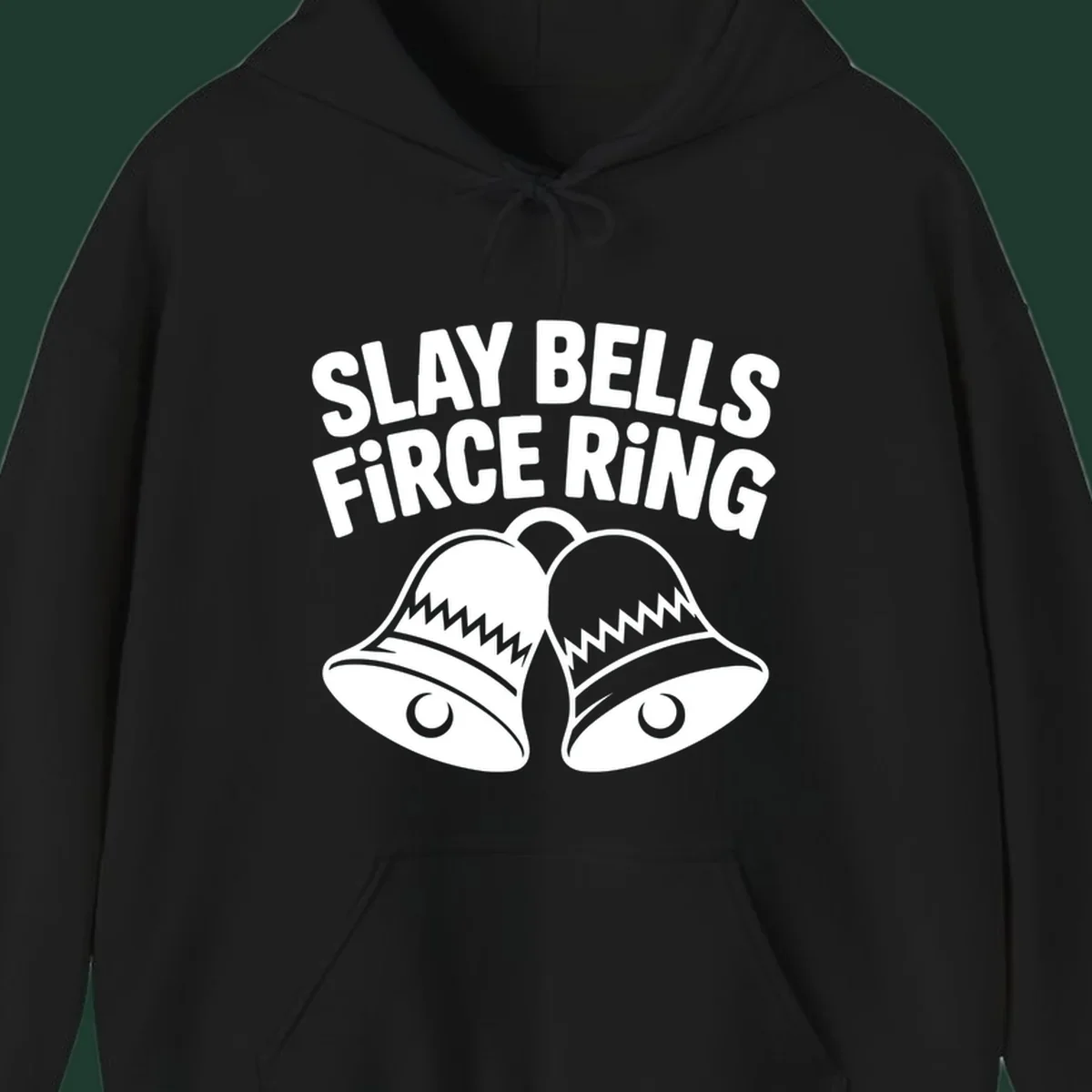 Slay Bells Fierce Ring graphic design with two bells.