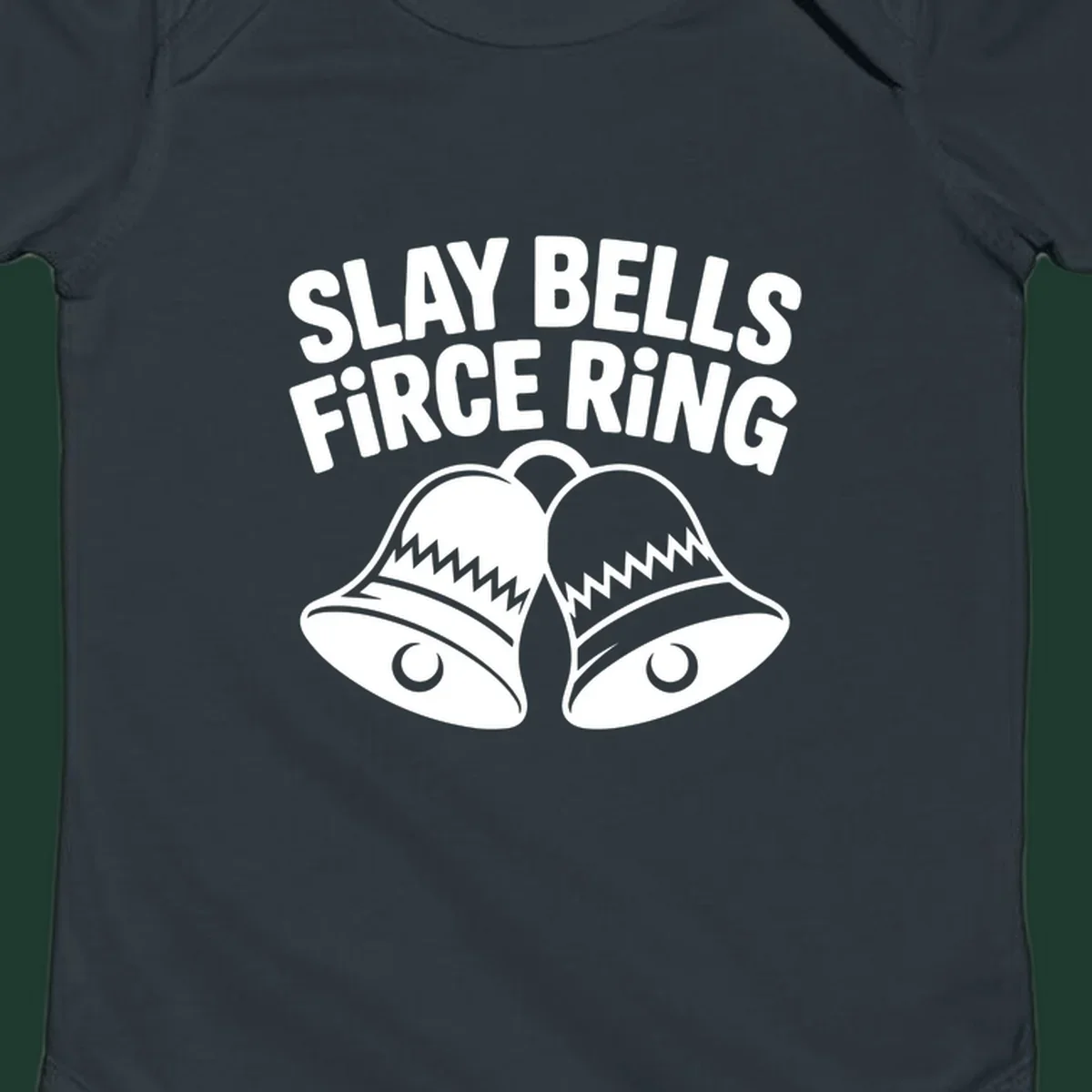 Slay Bells Fierce Ring graphic design with two bells.