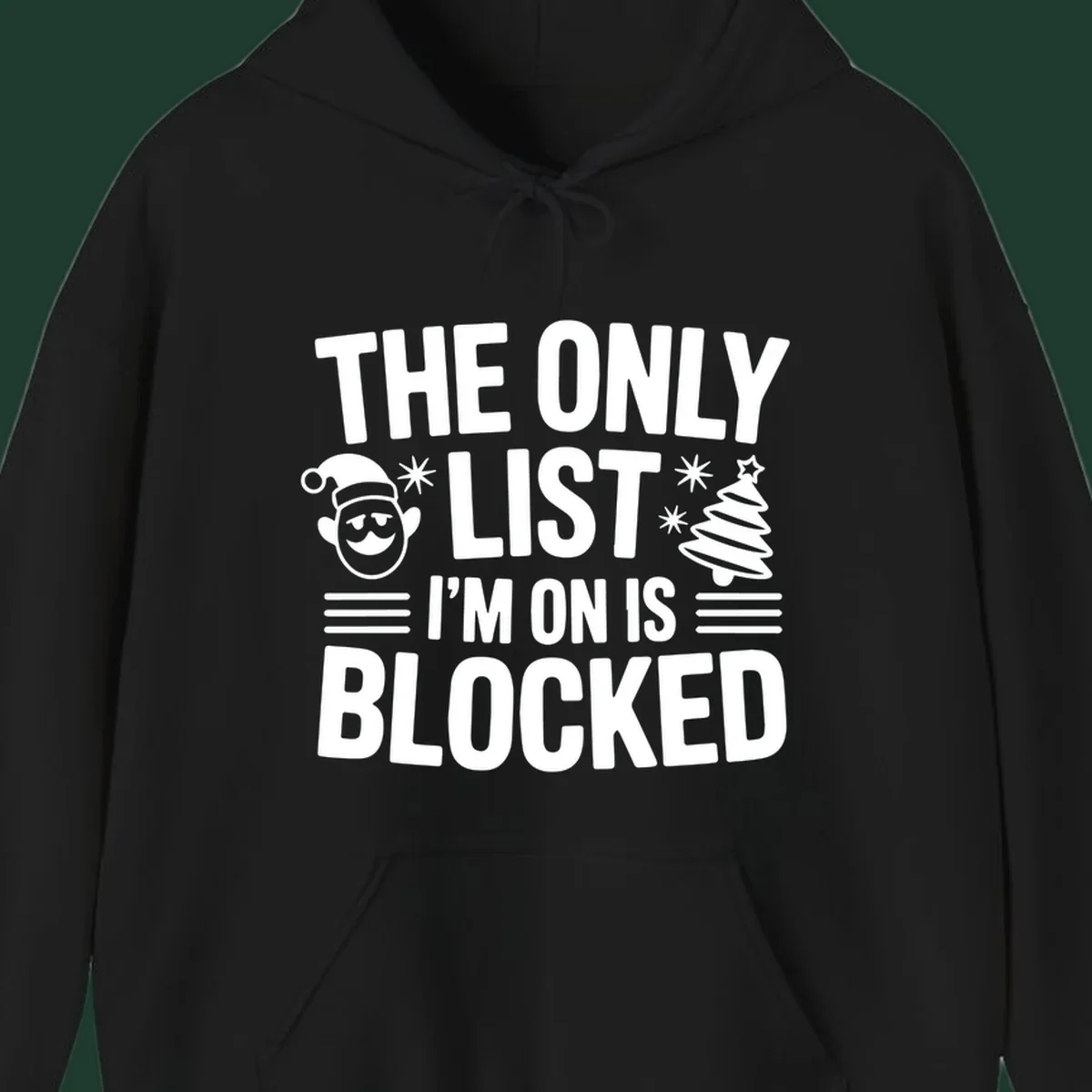 The Only List I'm On Is Blocked christmas elf and tree graphic tee