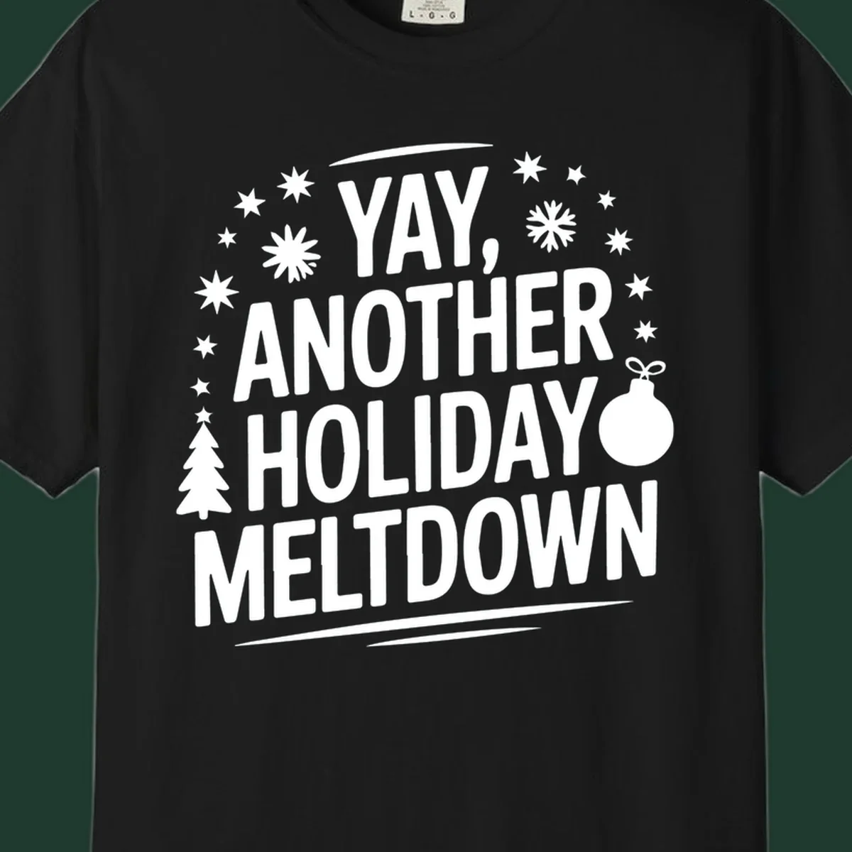 Yay, Another Holiday Meltdown text with christmas graphics. holiday-meltdown-quote.