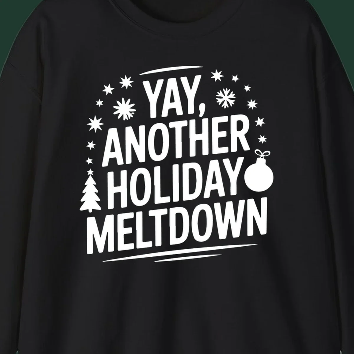 Yay, Another Holiday Meltdown text with christmas graphics. holiday-meltdown-quote.