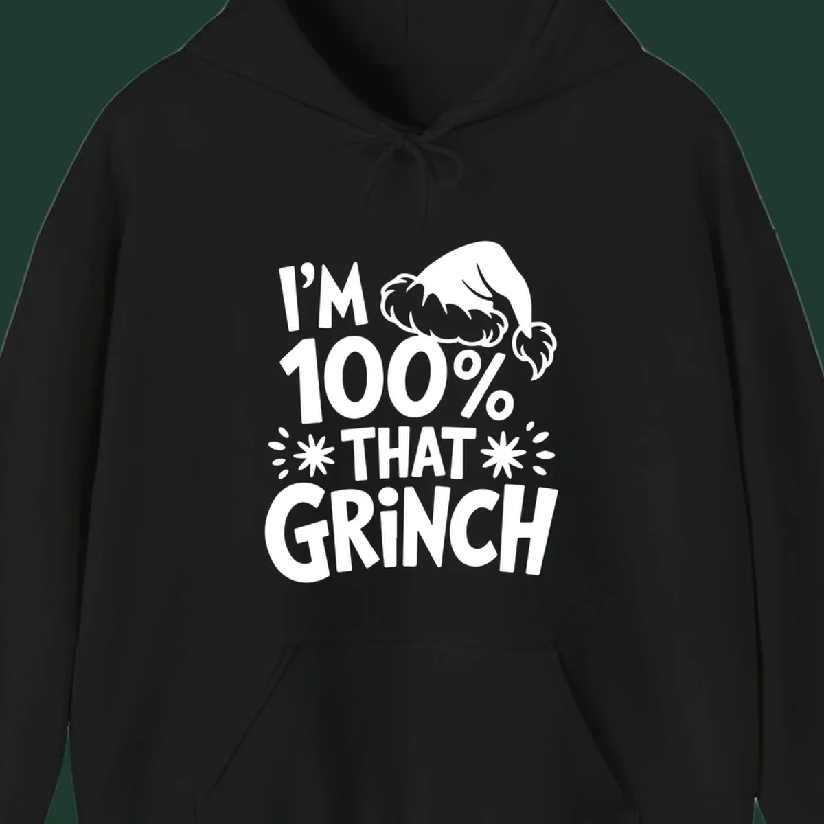 I'm 100% That Grinch text with Santa hat illustration. Primary keyword: that-grinch.