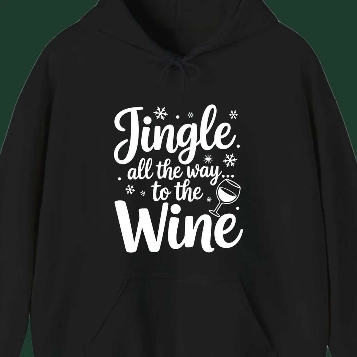 Christmas wine saying typographic design with snowflakes and wine glass.