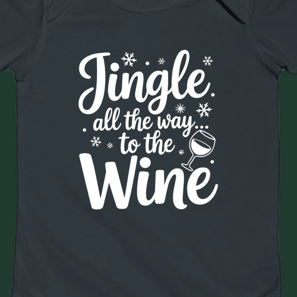 Christmas wine saying typographic design with snowflakes and wine glass.