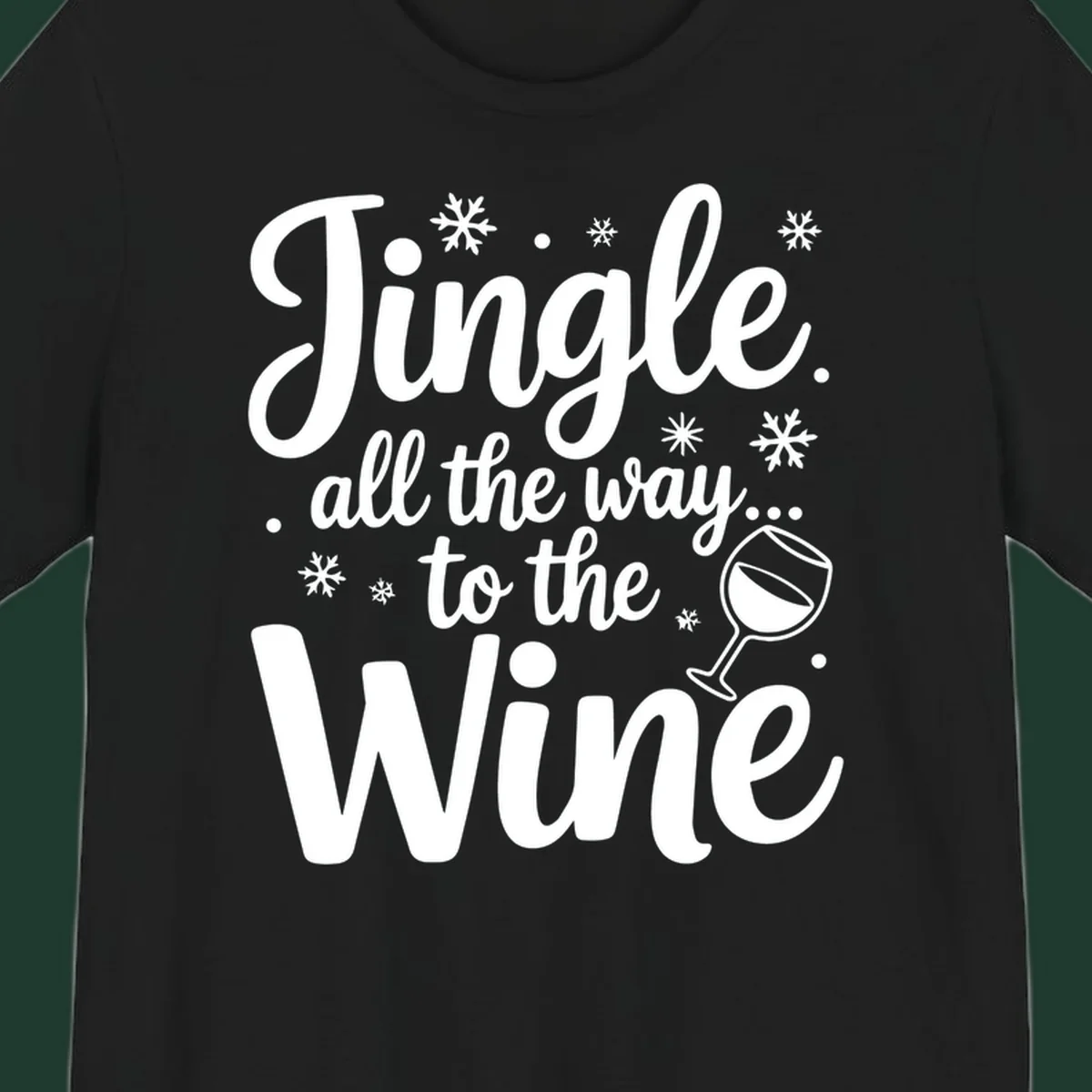 Christmas wine saying typographic design with snowflakes and wine glass.