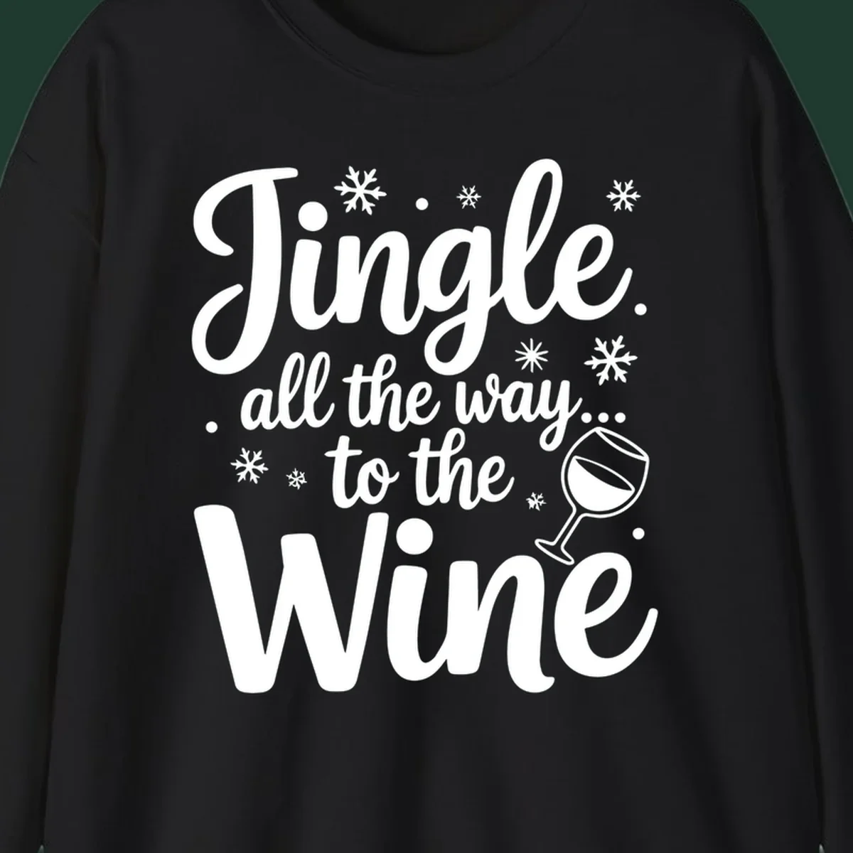 Christmas wine saying typographic design with snowflakes and wine glass.